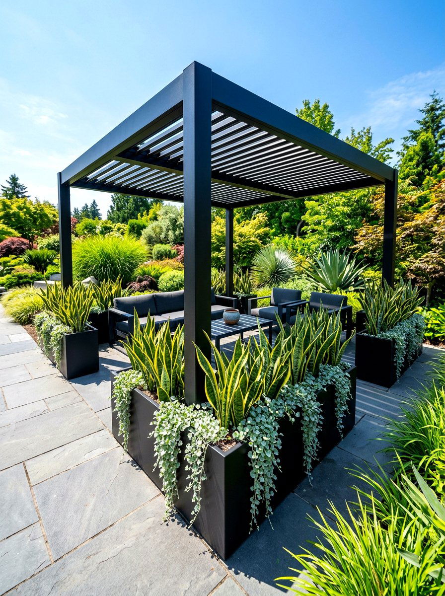 Modern metal gazebo planters - 30 gazebo planter ideas