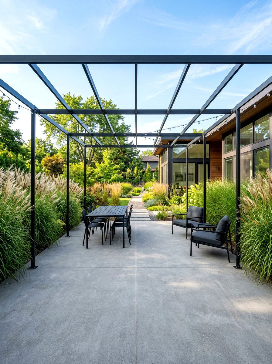 Modern metal pergola - 30 patio pergola ideas