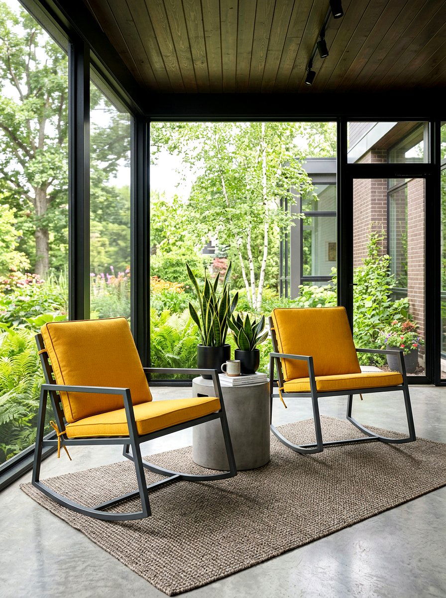 Modern metal porch rockers - 30 porch rocking chair styling ideas