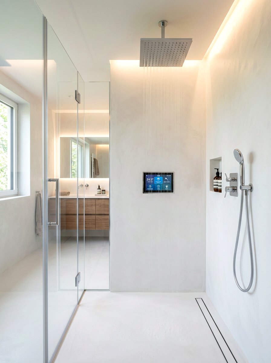 Modern microcement shower - 30 microcement shower ideas
