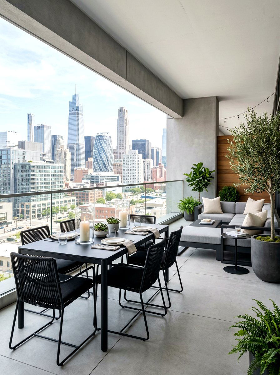 Modern minimalist balcony setup