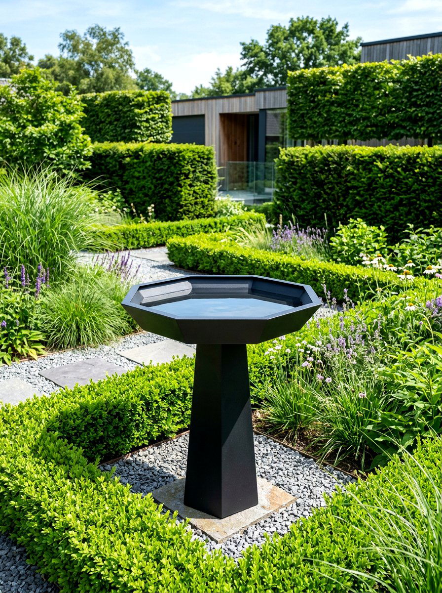 Modern minimalist bird bath - 30 front yard bird bath ideas