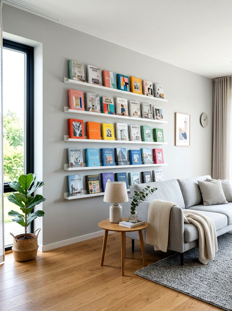 Modern minimalist book ledge - 30 library wall ideas