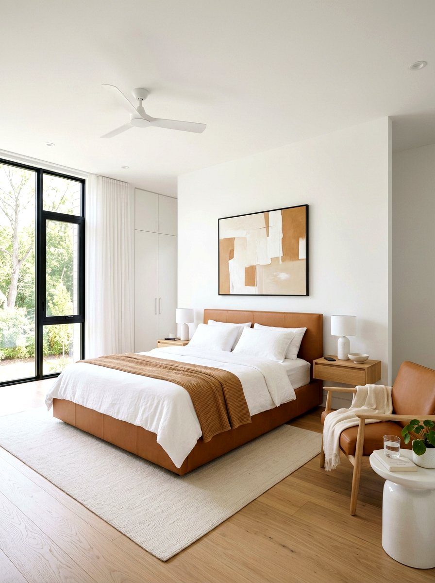 Modern minimalist caramel bedroom