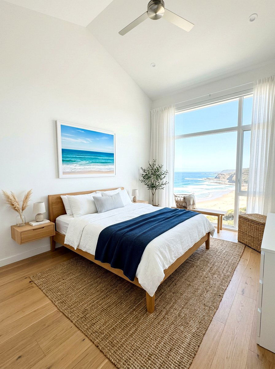Modern minimalist coastal bedroom - 30 beach cottage bedroom ideas