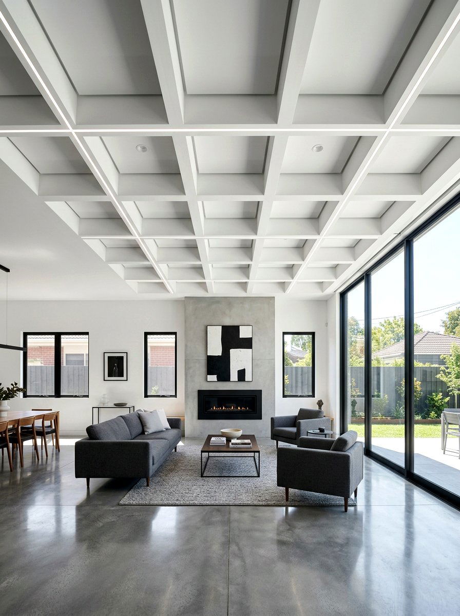 Modern minimalist coffered ceiling - 30 coffered ceiling ideas