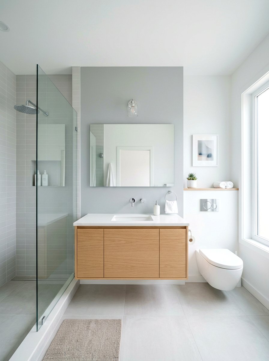 Modern minimalist color block bathroom - 30 color blocked bathroom ideas