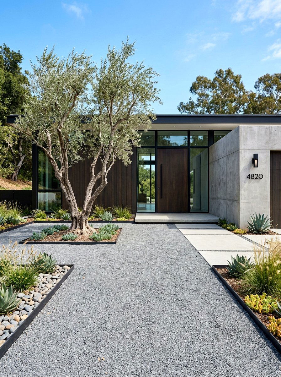 Modern minimalist entry - 30 decomposed granite front yard ideas