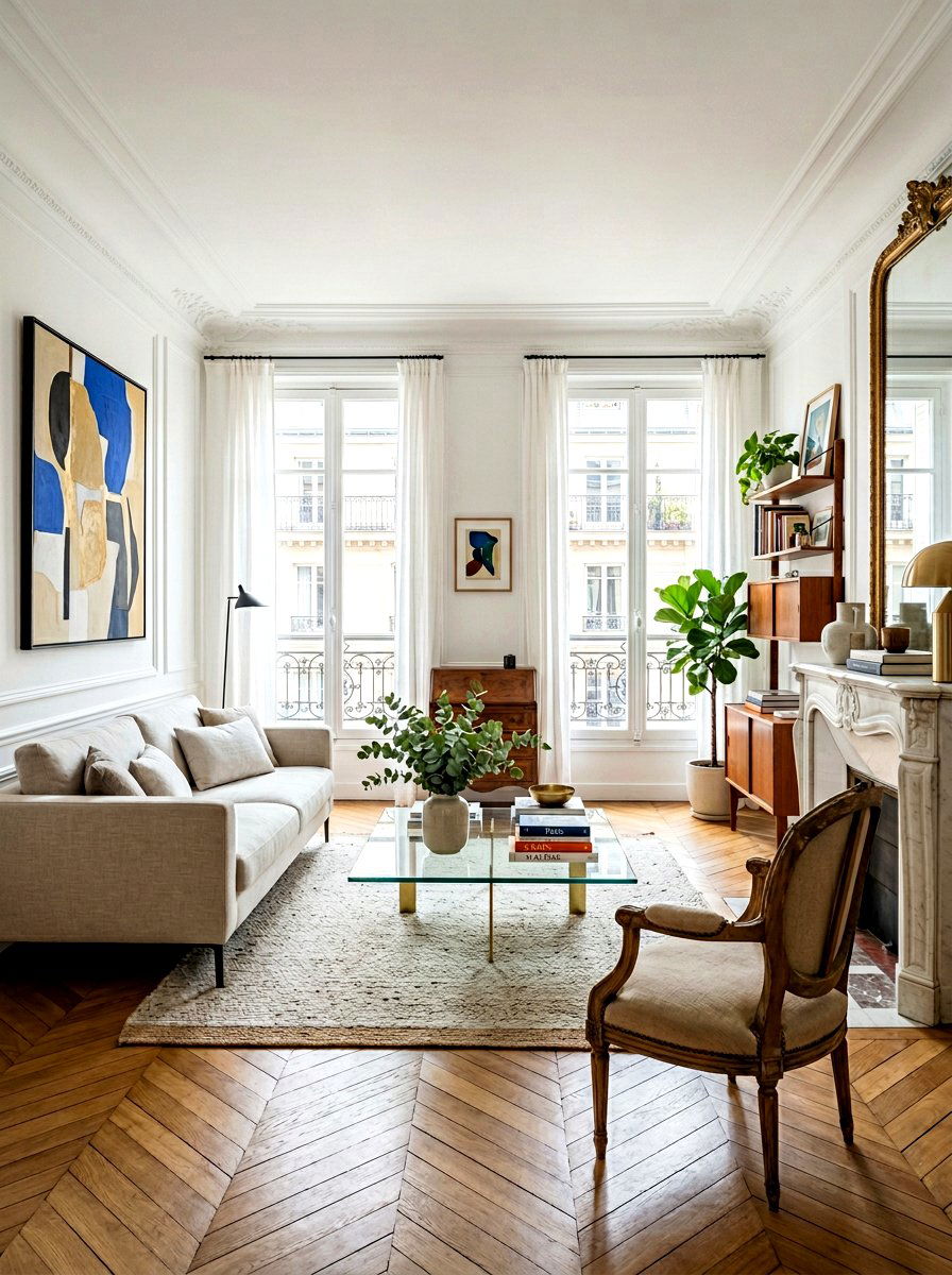 Modern minimalist furniture mix - 30 Parisian living room ideas