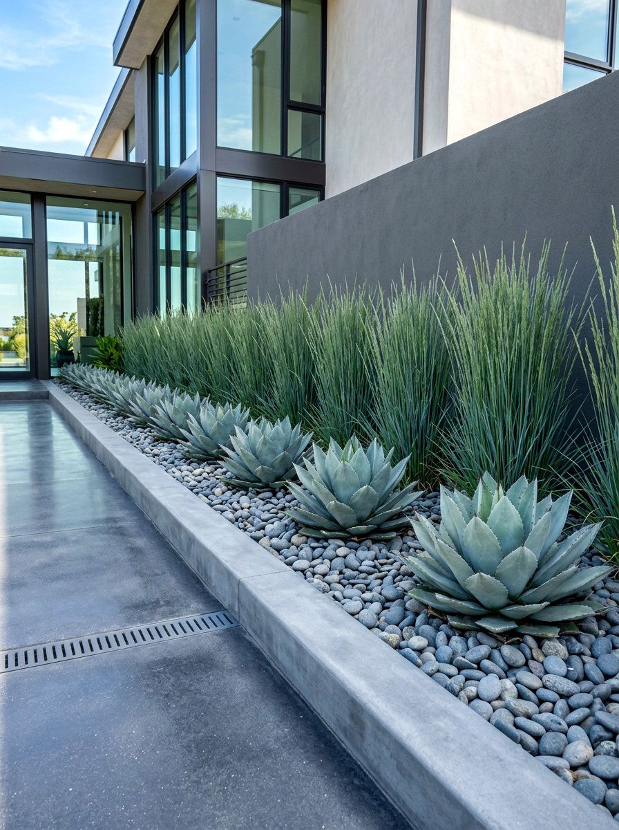 Modern minimalist garden border - 30 backyard border planting ideas