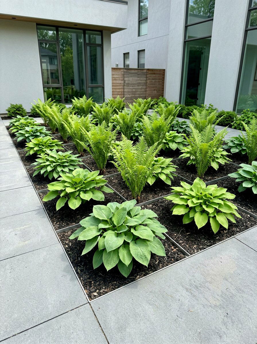 Modern minimalist hosta fern bed - 30 hosta and fern garden ideas