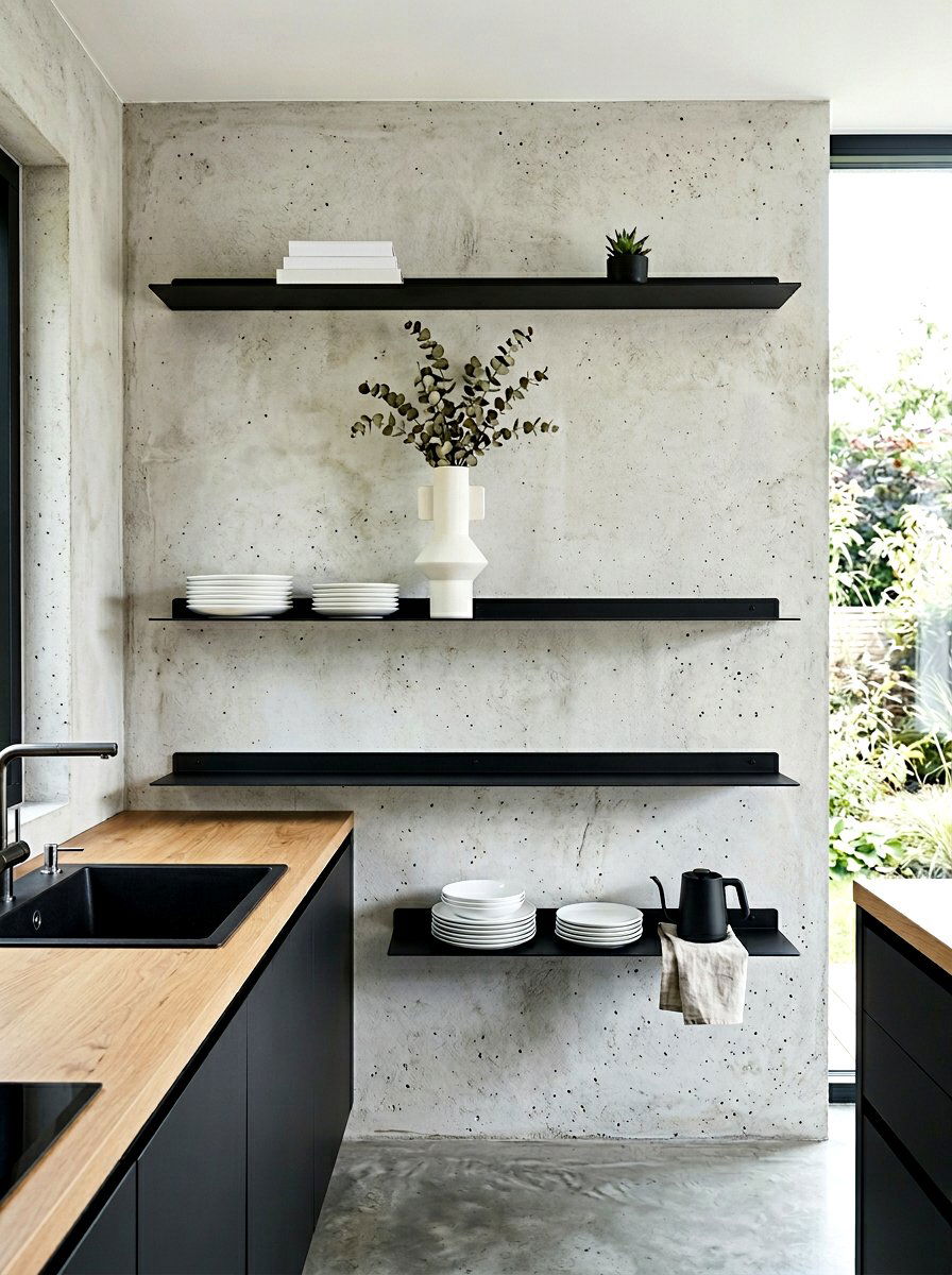 Modern minimalist kitchen shelves - 30 open kitchen shelf ideas