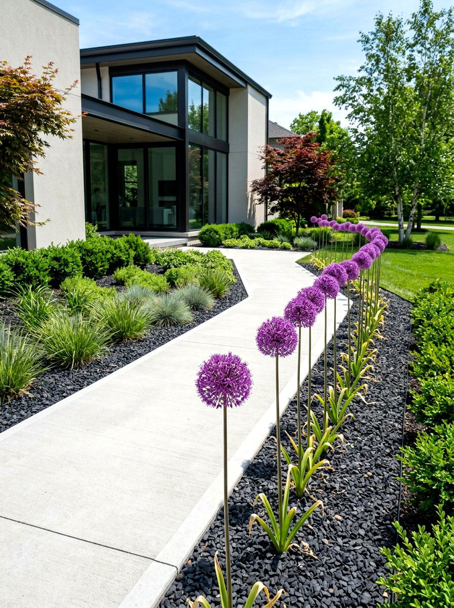 Modern minimalist landscaping - 30 front path flower bed ideas