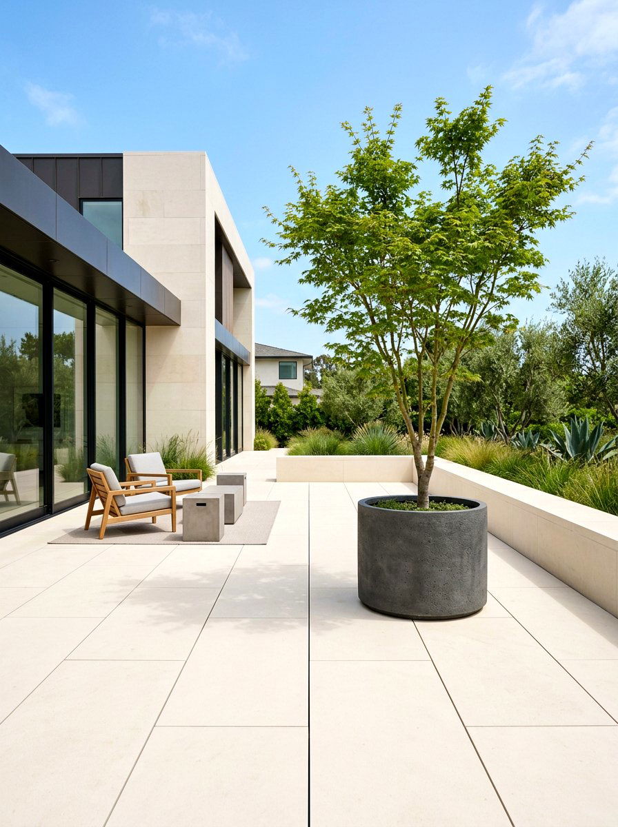 Modern minimalist limestone patio - 30 limestone backyard patio ideas