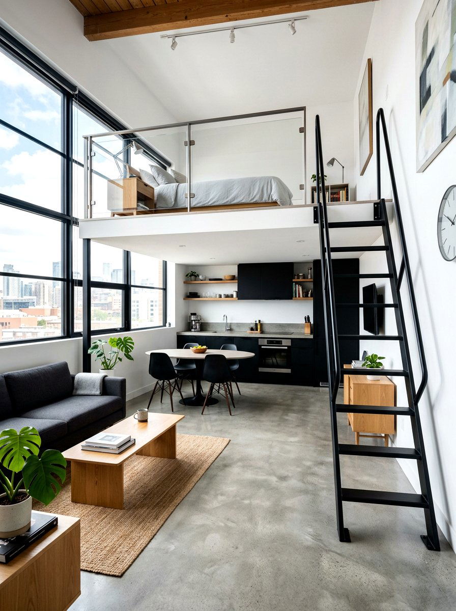 Modern minimalist loft ladder - 30 library ladder ideas