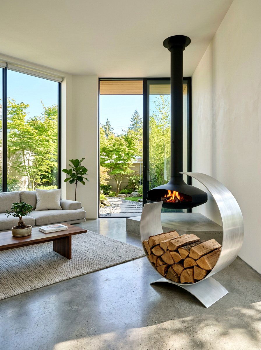 Modern minimalist log cradle - 30 log holder ideas