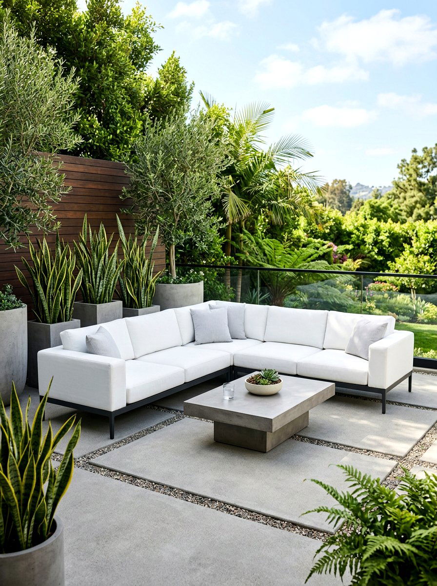 Modern minimalist lounge set - 30 baby shower backyard decor ideas