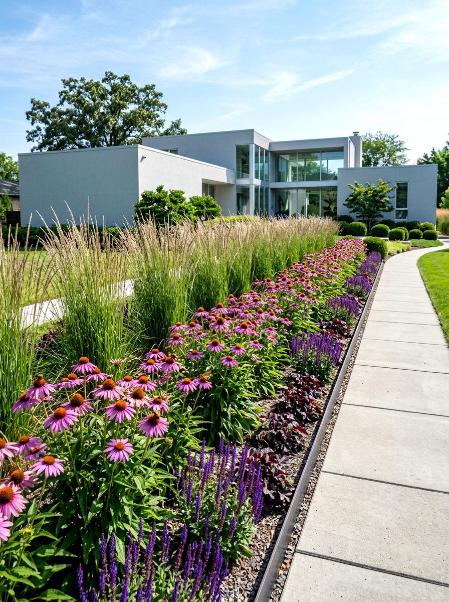 Modern minimalist pollinator border - 30 bee garden border ideas