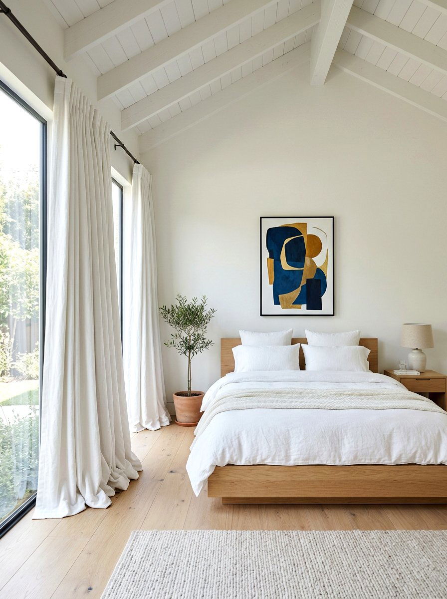 Modern minimalist puddled curtains - 30 puddled curtains bedroom ideas