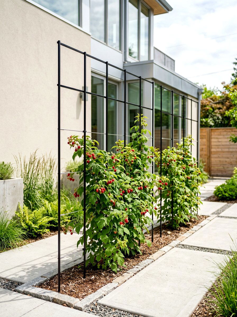 Modern minimalist raspberry trellis - 30 raspberry trellis ideas