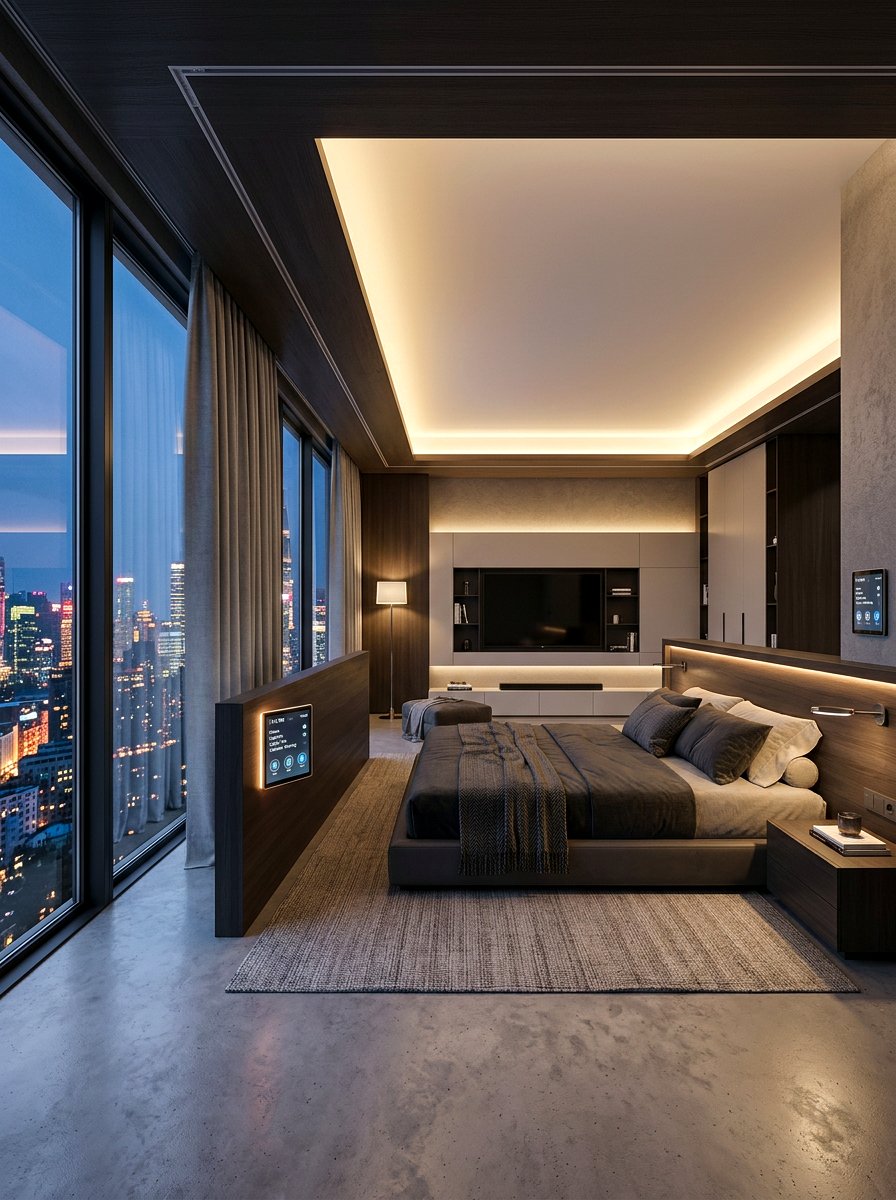 Modern motorized curtains - 30 bedroom curtain layering ideas aesthetic