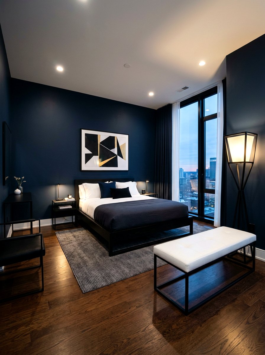 Modern navy bedroom - 30 inky blue bedroom decor ideas