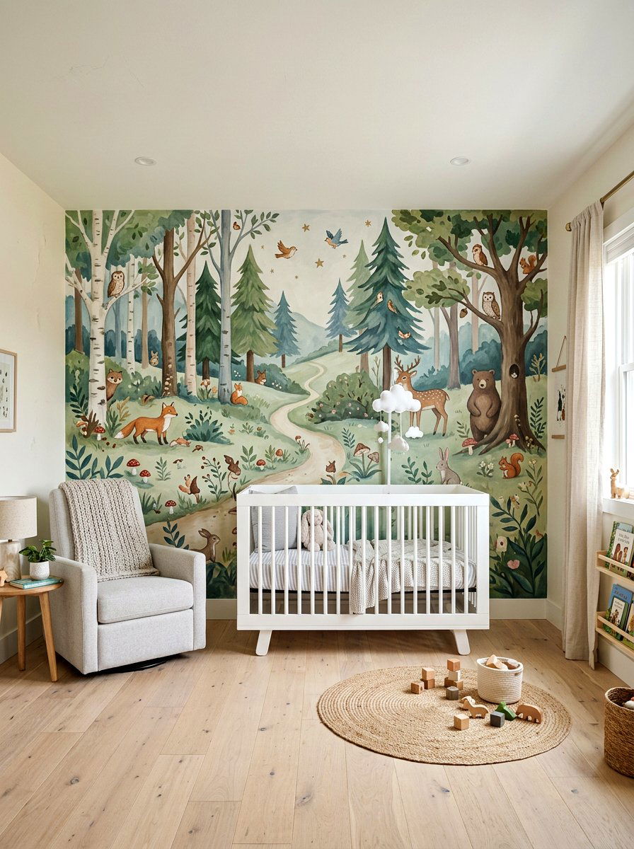 Modern nursery mural - 30 art wall kids room ideas