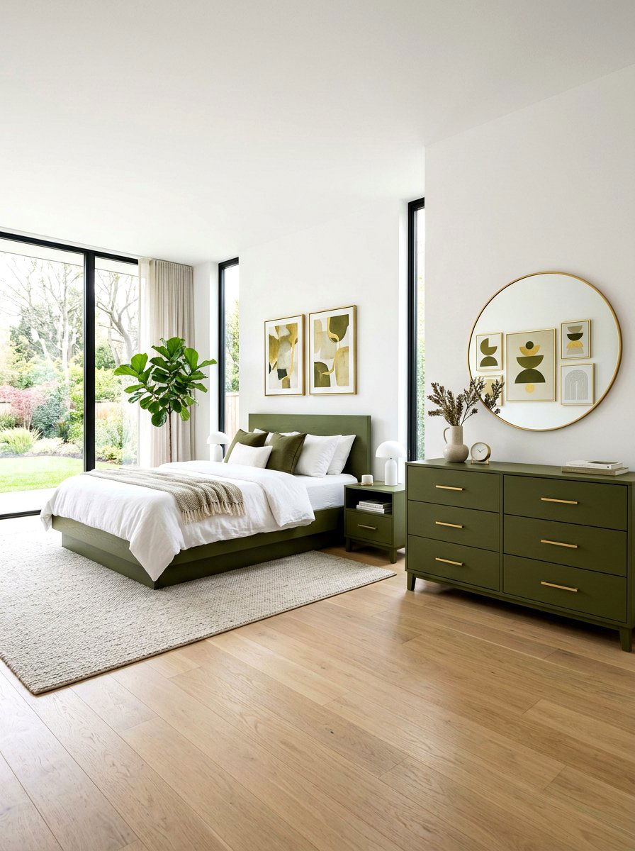 Modern olive green bedroom furniture - 30 olive drab bedroom ideas