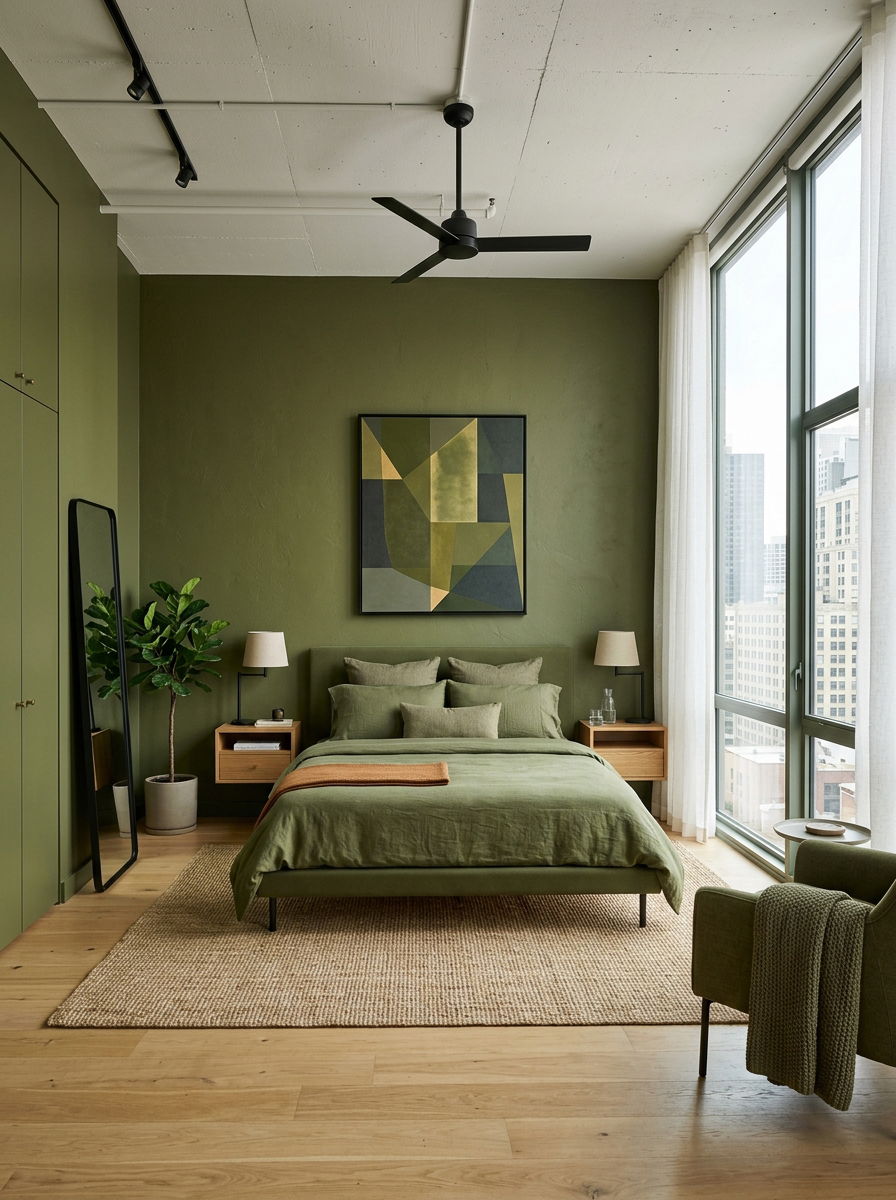 Modern olive green bedroom - 30 olive green bedroom ideas