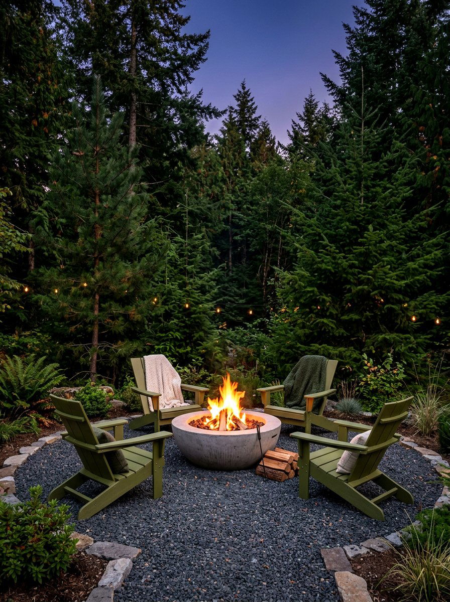 Modern olive green fire pit - 30 olive patio decor ideas