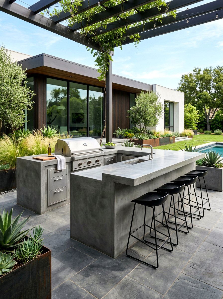 Modern outdoor kitchen island - 30 patio cooking area ideas