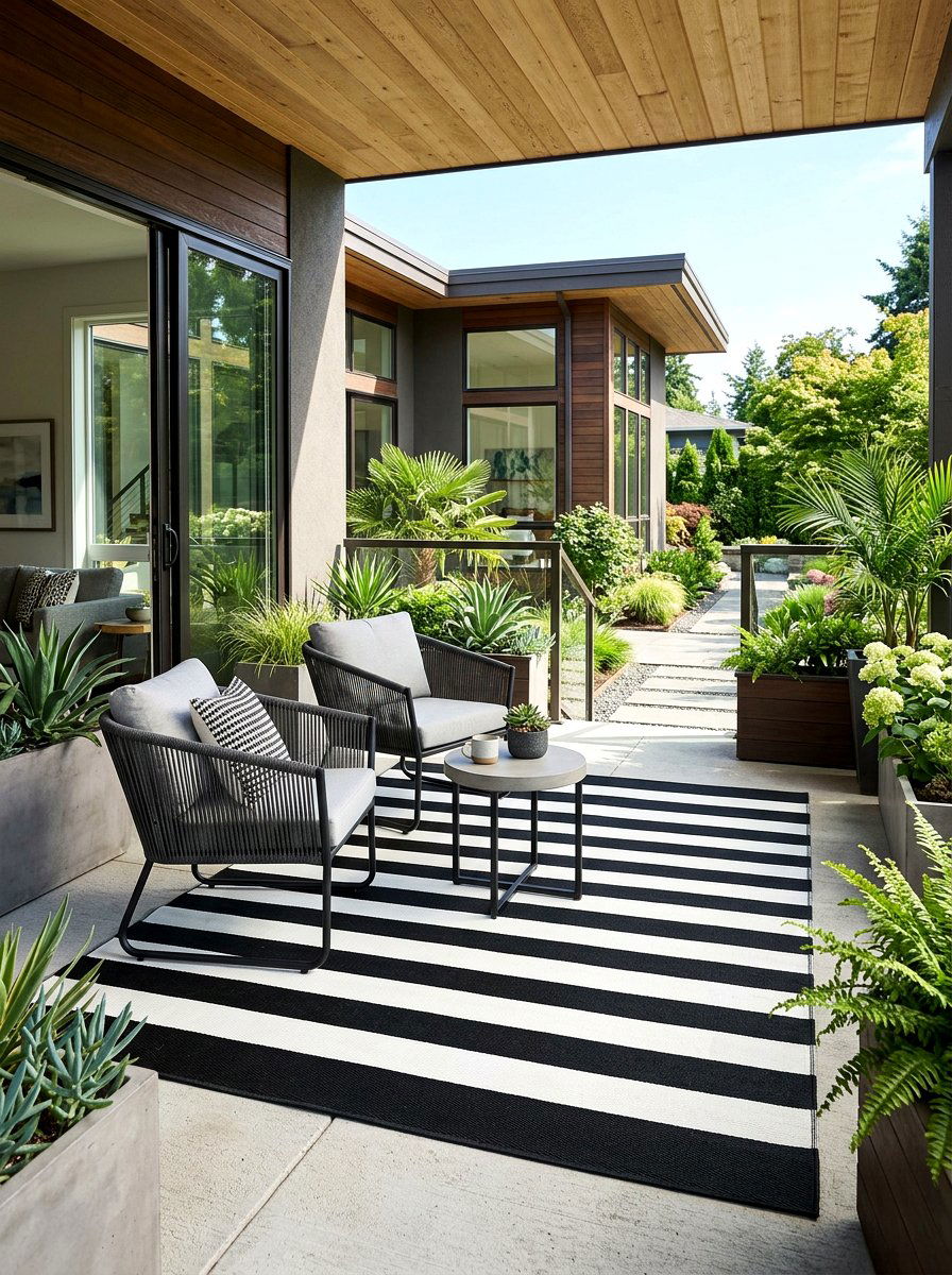 Modern outdoor rug - 30 modern front porch ideas
