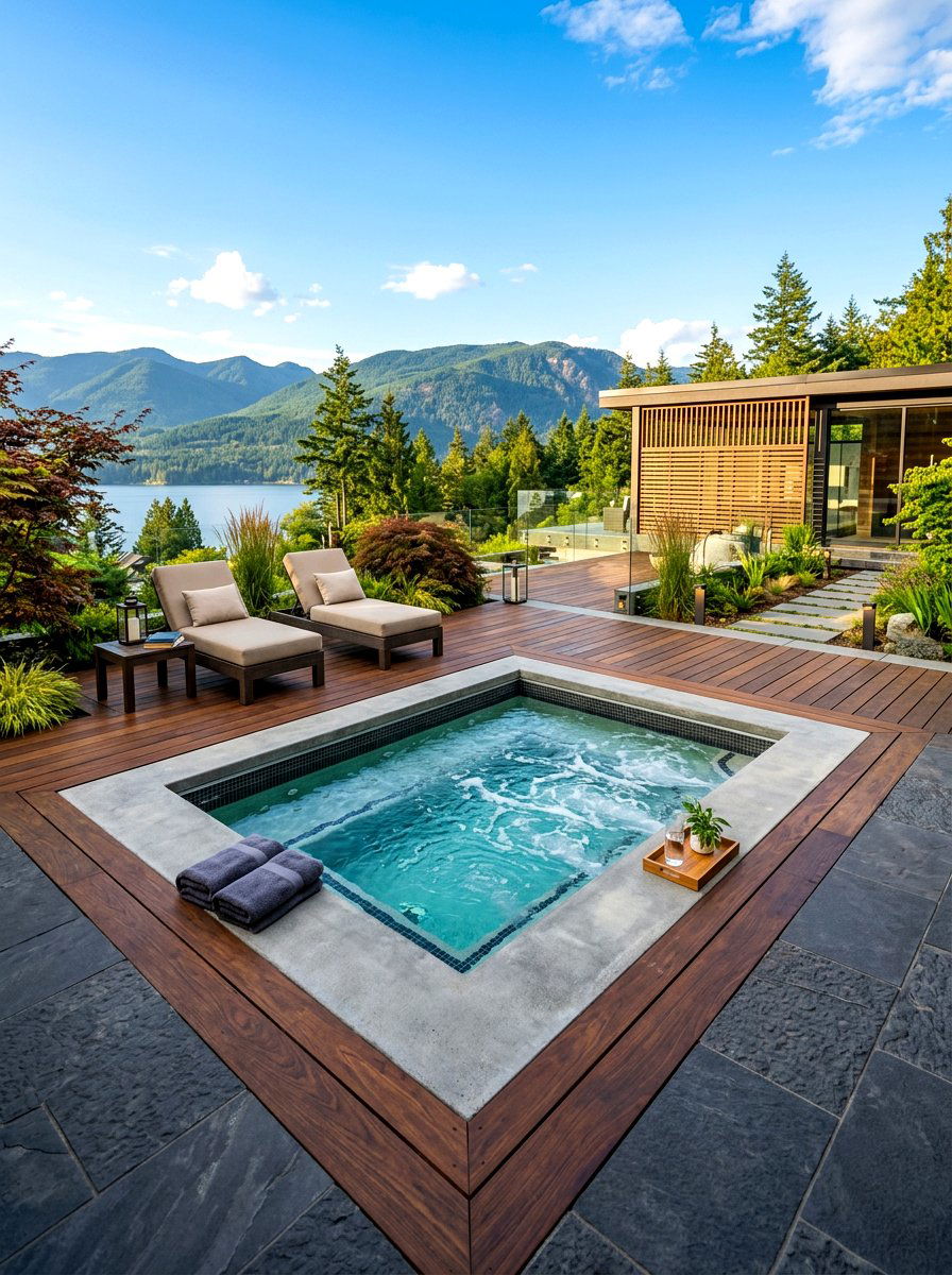 Modern outdoor spa - 30 villa backyard ideas