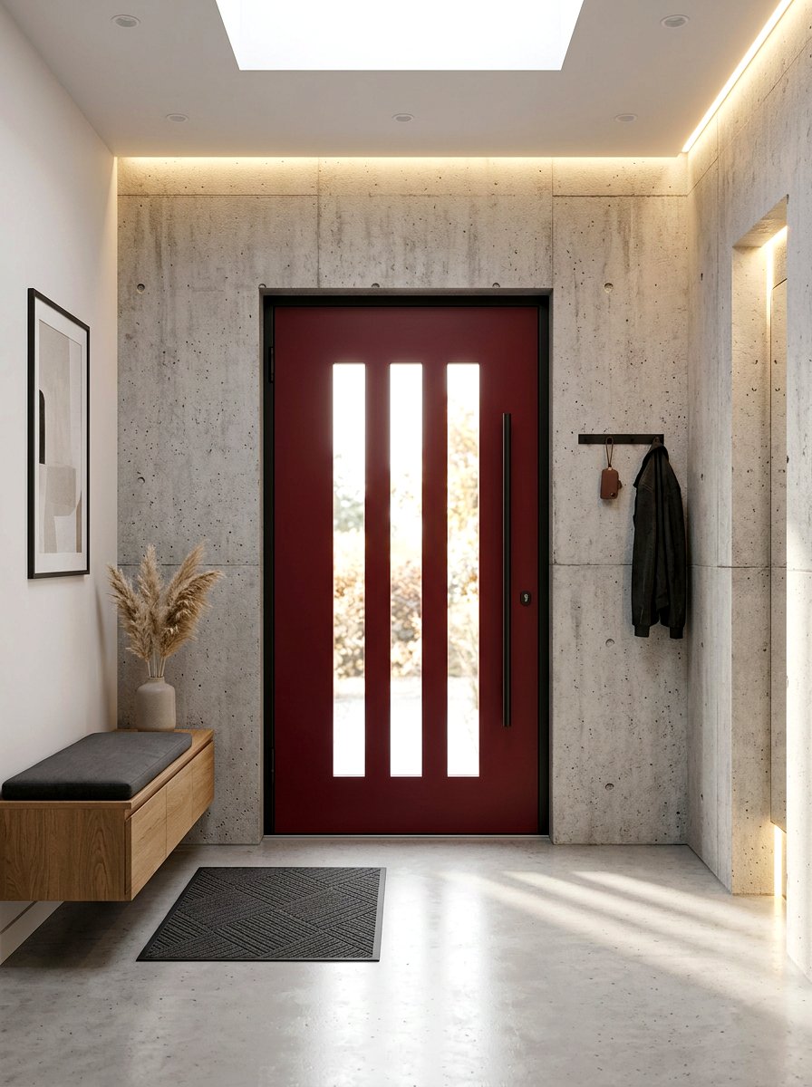 Modern oxblood front door glass - 30 oxblood front door ideas