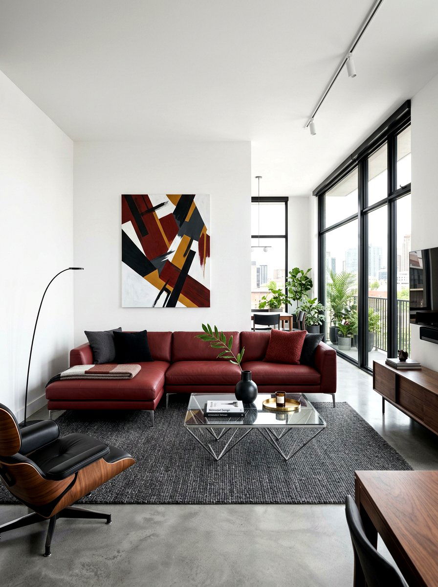 Modern oxblood living room - 30 oxblood accent living room ideas