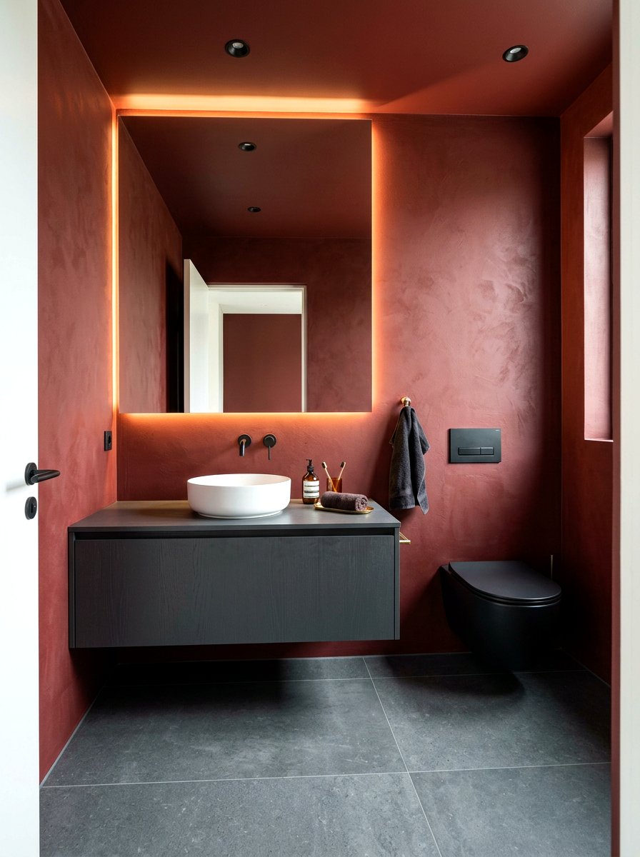 Modern oxblood powder room - 30 oxblood powder room ideas