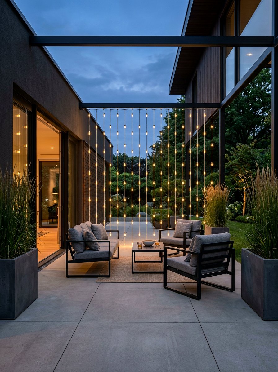 Modern patio curtain string light - 30 patio curtain string light ideas