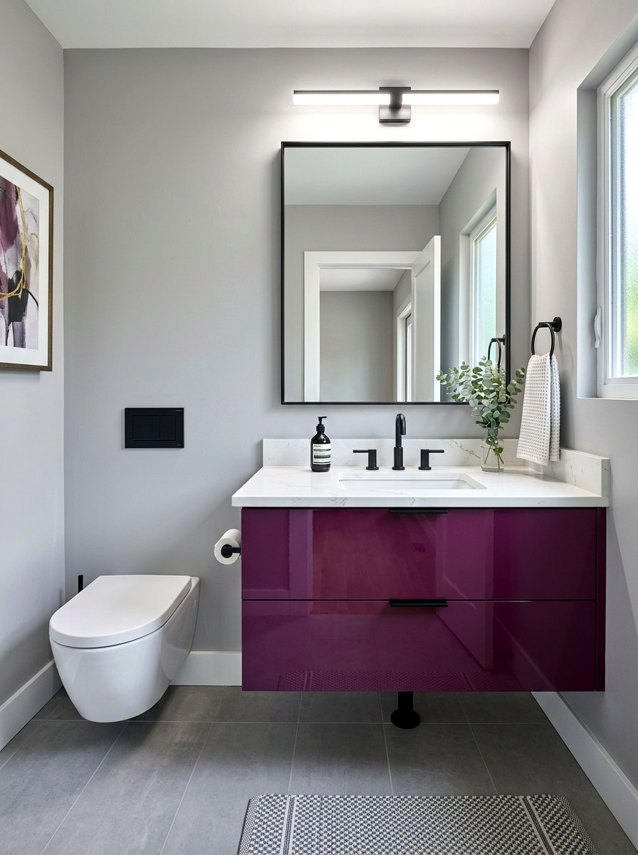 Modern plum vanity - 30 plum powder room ideas