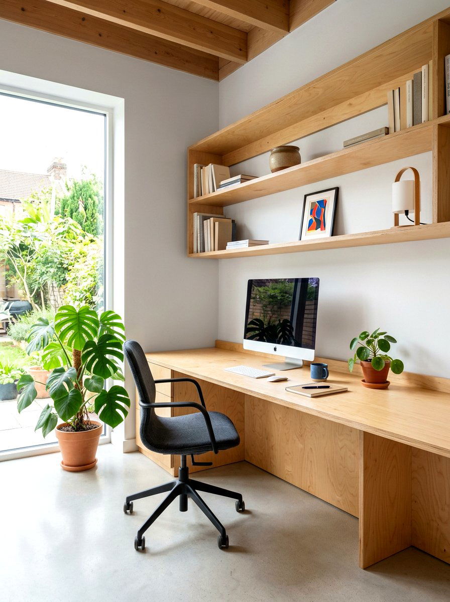 Modern plywood desk unit - 30 homework nook ideas
