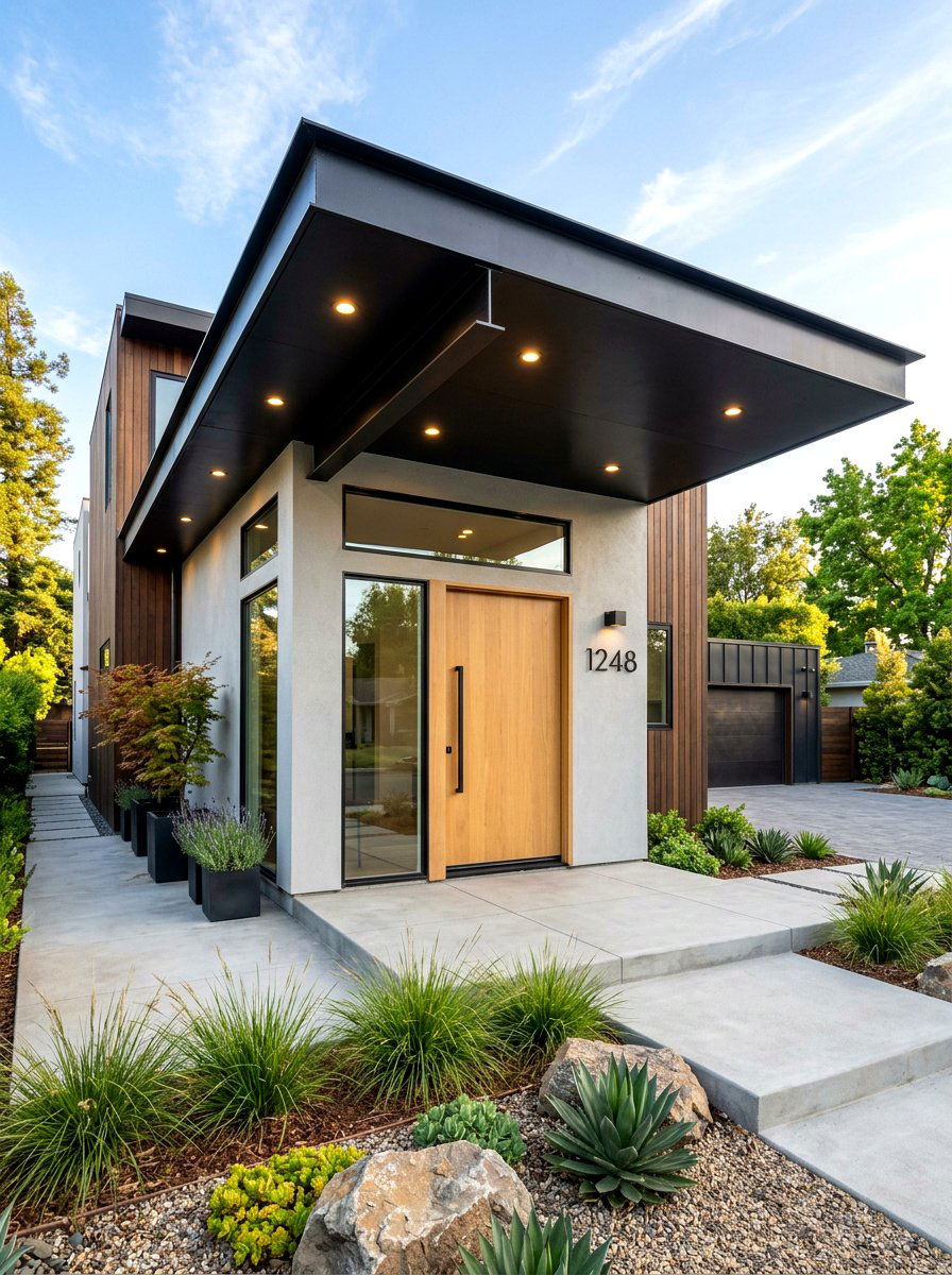 Modern porch roof - 30 modern front entry ideas