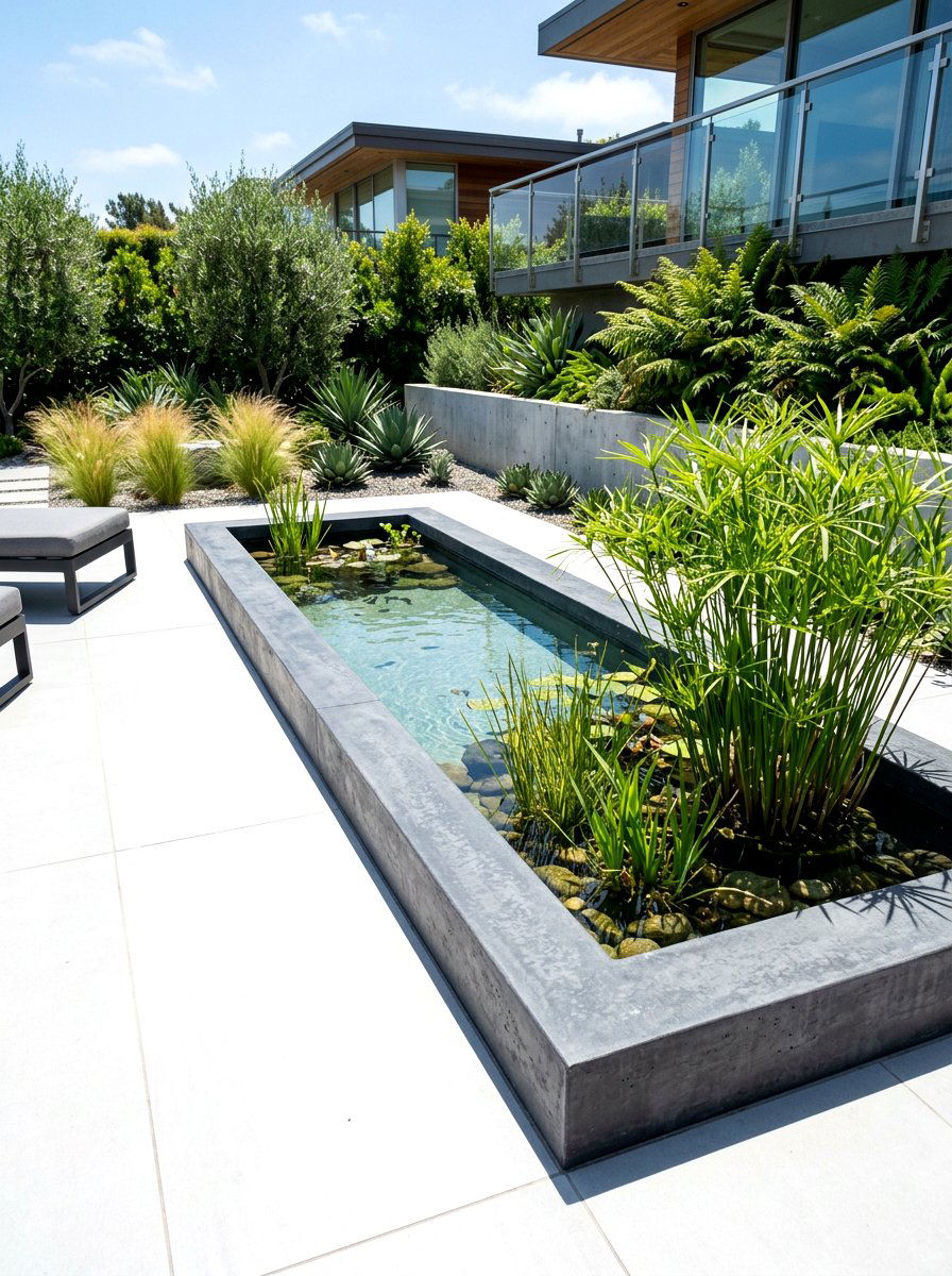 Modern rectangular patio pond - 30 small pond ideas