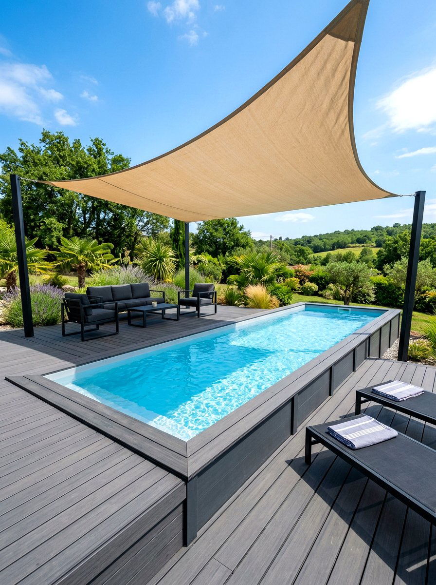 Modern rectangular pool with deck - 30 above ground pool ideas