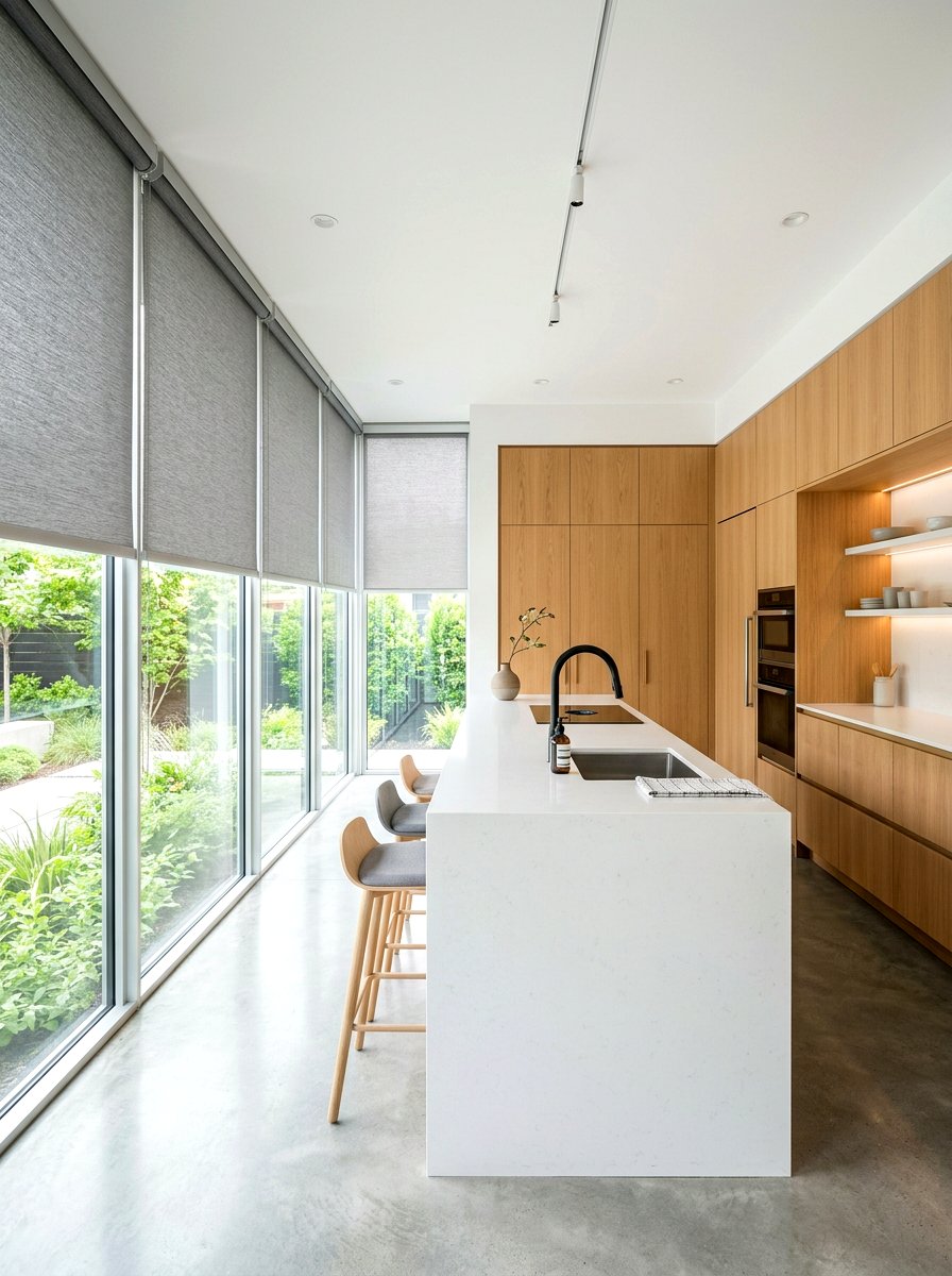 Modern roller shades - 30 kitchen curtain sink ideas