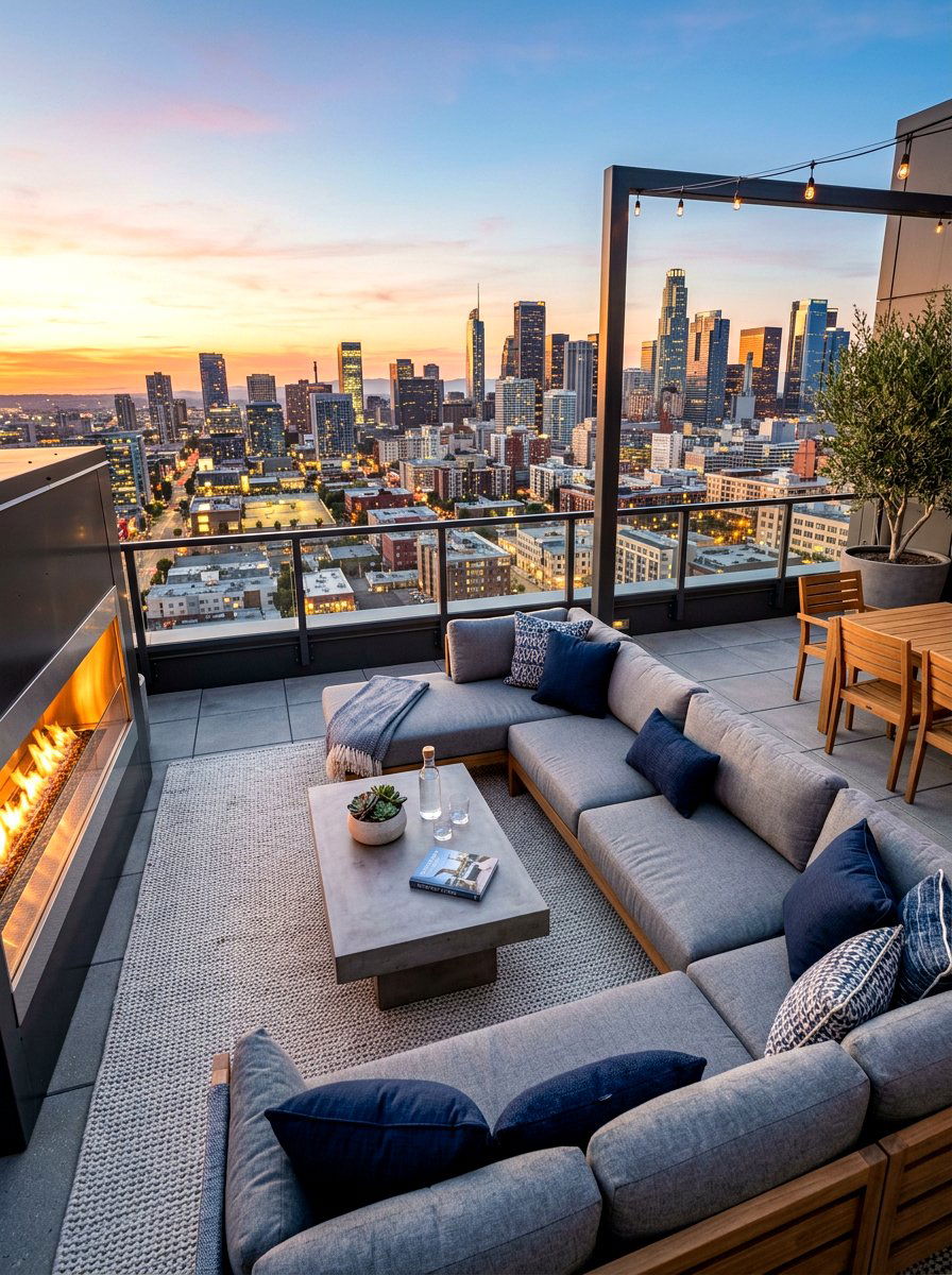Modern rooftop seating area - 30 city terrace decor ideas
