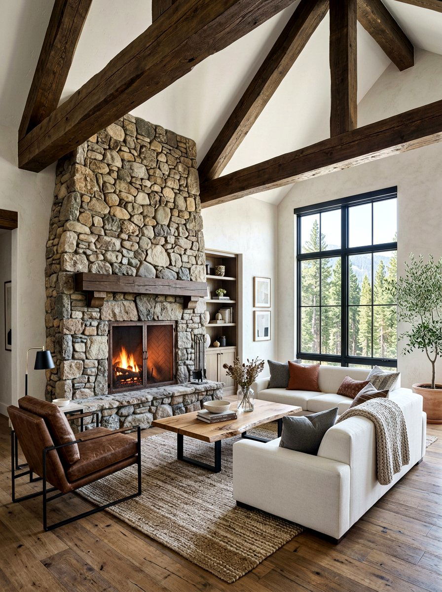 Modern rustic living room - 30 nature inspired living room ideas
