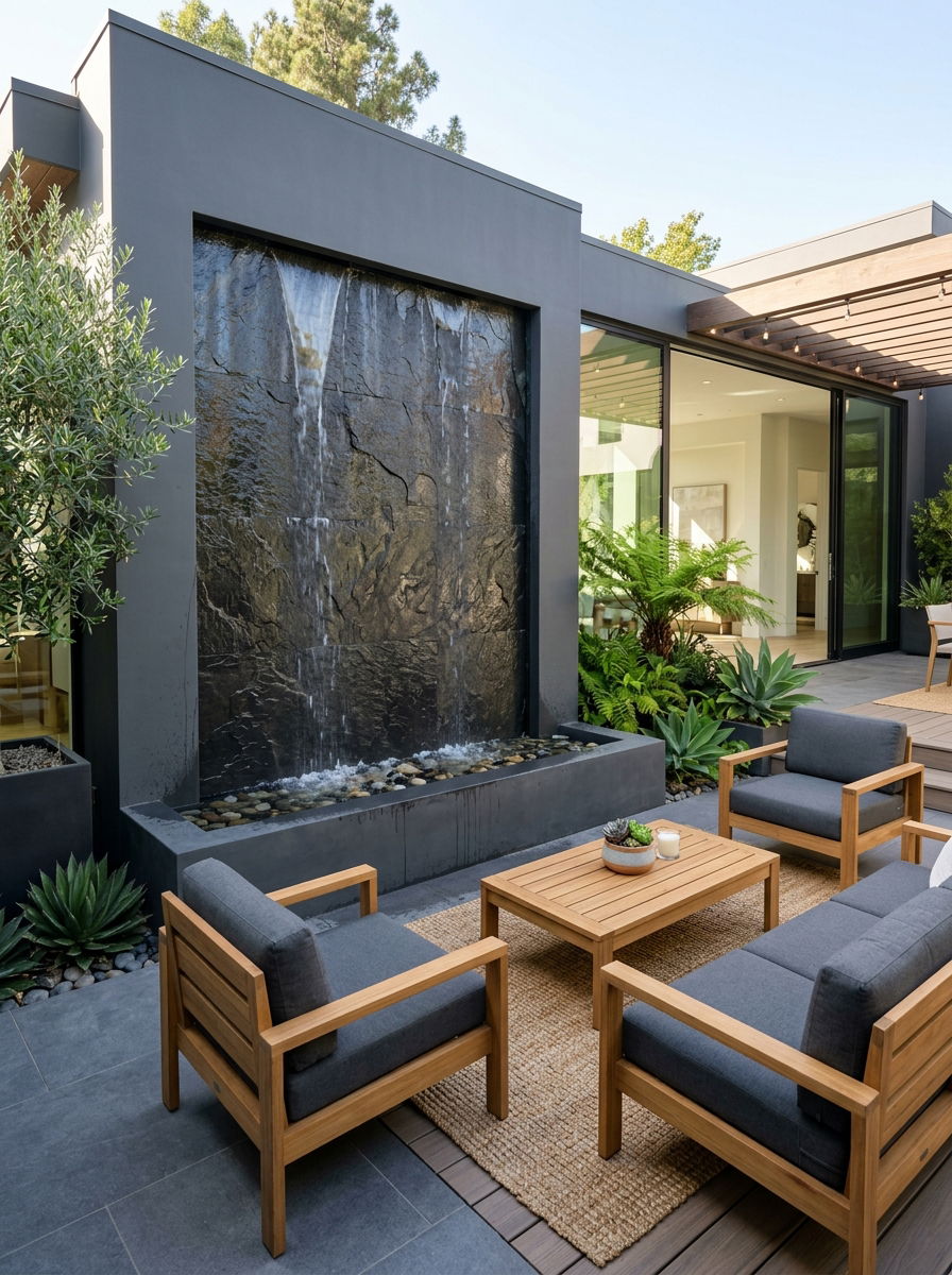 Modern slate wall fountain - 30 wall fountain ideas