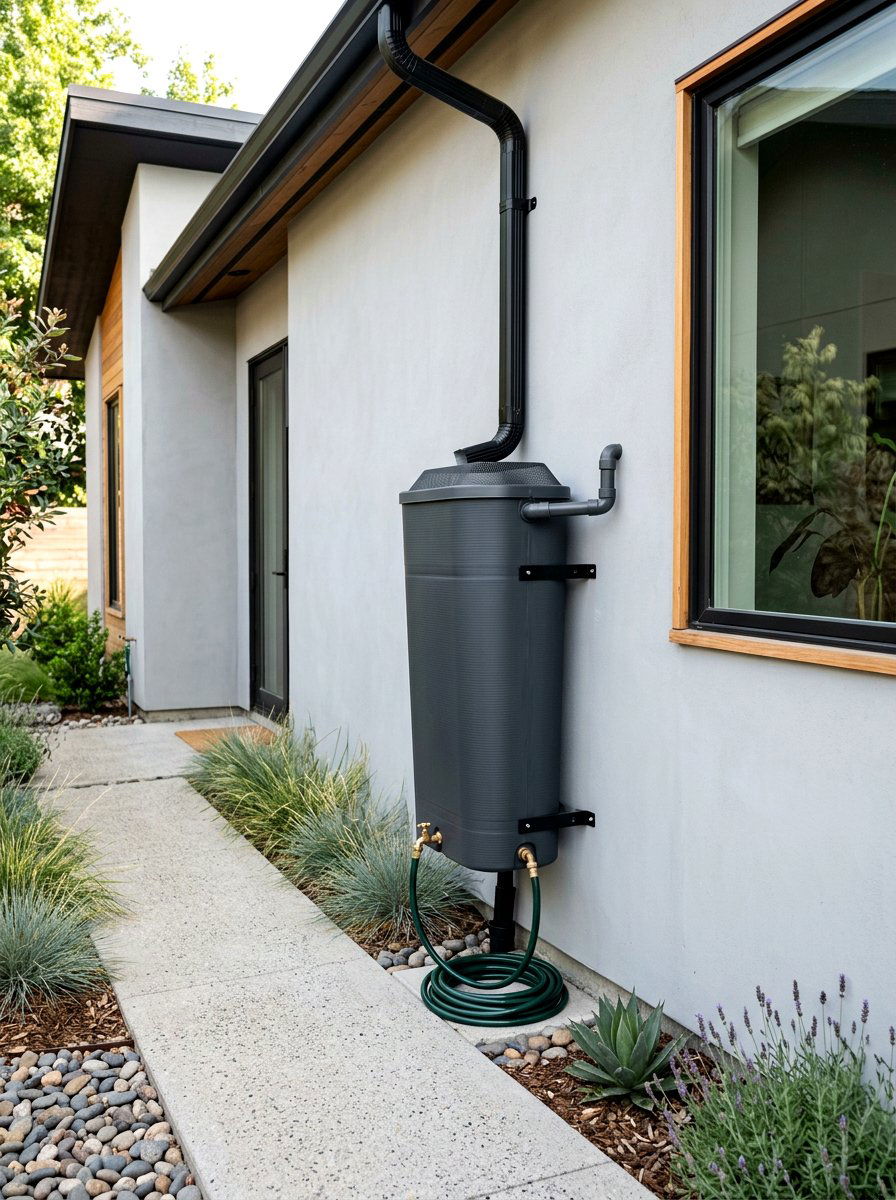 Modern slimline wall mounted rain barrel - 30 rain barrel ideas