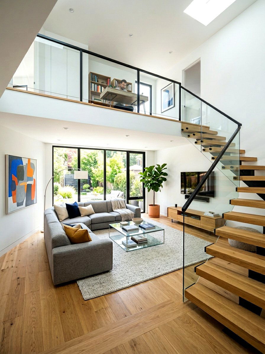 Modern split level living room layout - 30 split level living room ideas