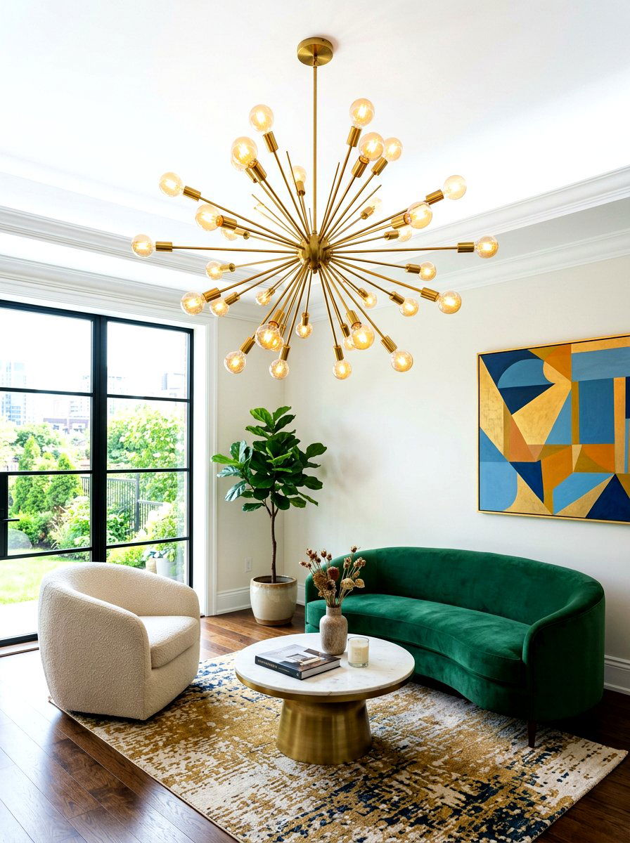Modern statement lighting fixture - 30 small living room ideas