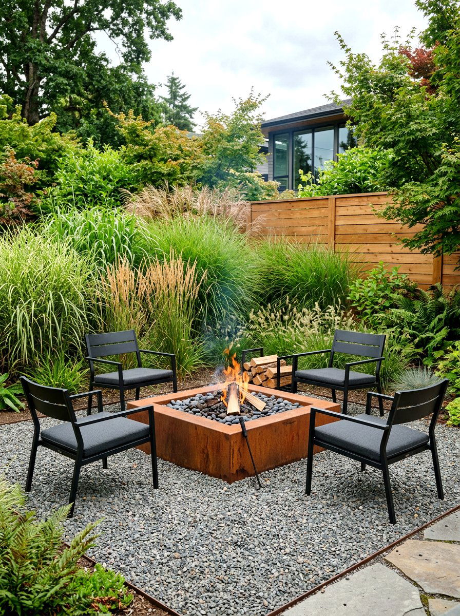 Modern steel fire pit - 30 fire pit ideas